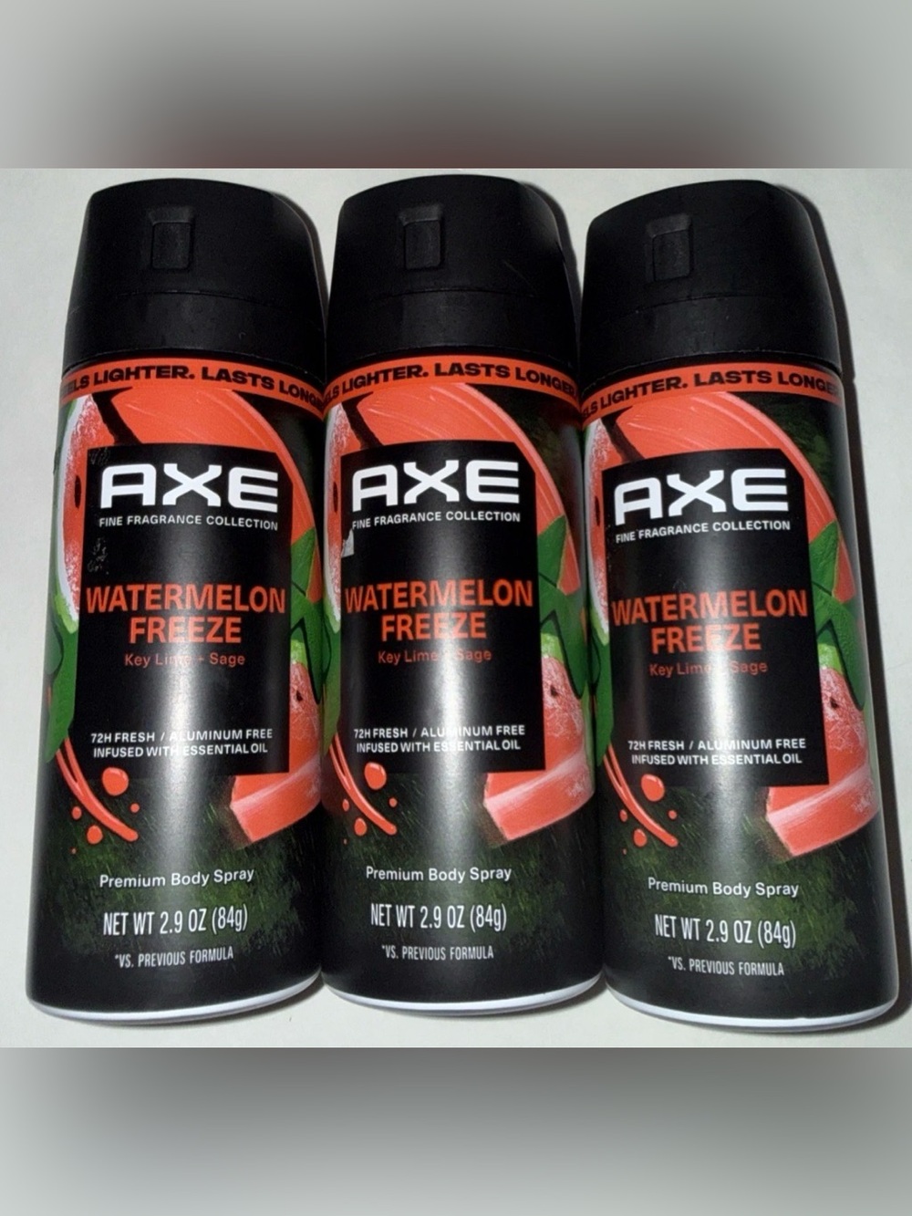 3x Men’s AXE Fine Fragrance Collection ~ Watermelon Freeze ~ Premium Body Spray